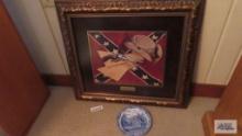 framed picture of effects of JEB Stewart...and flight of general Lee's headquarters plate by
