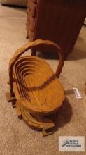 Two wood collapsible baskets