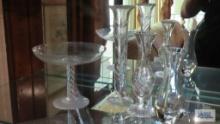 Variety of crystal like glass vases...and compote