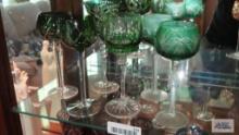 Lot of dark green decorative stemware