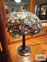 Imitation Tiffany style lamp with plastic shade