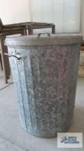 Metal trash can with lid