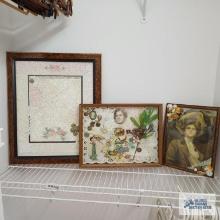 Crafted pictures using buttons and miscellaneous lace