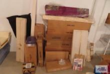 Large lot of fabric and bases for sconces and curtain...rods and curtain toppers plus additional