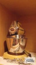 Vintage Sunbeam stand mixer with accessories and Sunbeam hand mixer