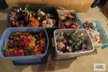 Variety of artificial flowers. totes are not included