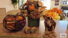 Lot of fall florals with vases and napkin holders