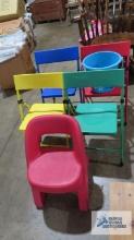 Lot of children's chairs and bucket