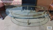 Brass and glass coffee table with seahorse motif