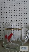Gold band, rooster motif, Ours pitcher
