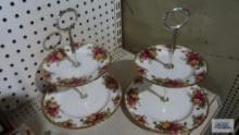Two Royal Albert, Old Country Roses, two tier cookie plates
