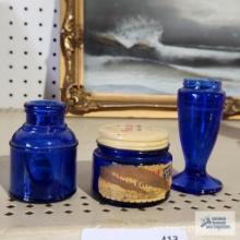 Blue glass miniature jars