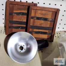 Two antique Eastman Kodak Company Flexo 4x6 wooden plates made in USA and flash bulb holder