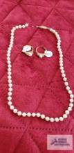 Pearl like necklace with gold colored clasp marked G. Silver needs repaired and two Maui Pearl
