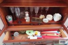 Miscellaneous stemware, ashtrays, salt and pepper shakers, and etc