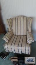 Pair of wingback striped chairs