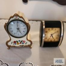 Vintage Westclox...travel alarm clock and Uhrex...Swiss musical movement...alarm clock