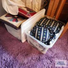 Lot of decorative pillows and etc in two totes