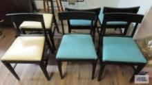 Six chairs and stool
