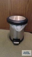 Small stainless steel foot activated no touch trash can