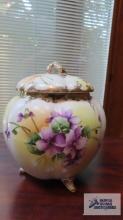 NIppon hand painted violet footed bowl
