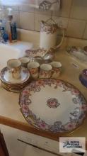Nippon...floral chocolate set and plate and nut bowl