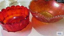 Carnival glass bowl and coin glass bowl