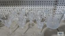 Frosted floral stemware and ice bucket