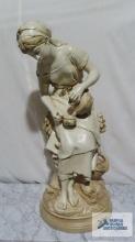 Marwal...chalkware statue of girl with water jug. approximately 30-1/2 in. tall.