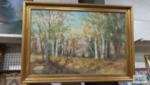 watercolor painting signed by G.H. Flavel. Frame measures 36 in by 24 in