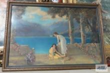 Borin Vivitone Corp. print of an R. Atkinson Fox type scene. Frame measures 26 in. by 18 in.