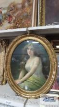 Antique print of woman made from a painting. Copyright 1905. Frame measures 20-1/2 in. by 25 in.