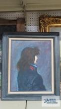 Clyde Singer oil on board painting, titled New Look -1962. Frame measures 23-1/2 in. by 26-1/2 in.