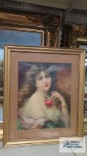 The Pink Rose framed art print. Frame measures 21 in. x 24-1/2 in.