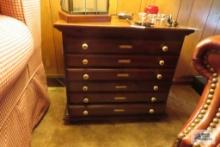 Wooden flat file six drawer cabinet