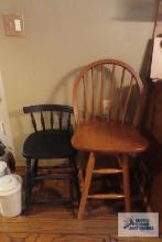 Wood stool and painted stool