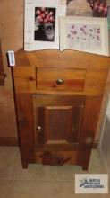 Pine cabinet with drawer and single door
