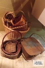 lot of assorted baskets and picnic basket