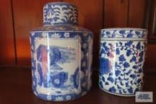 Oriental canisters with lids
