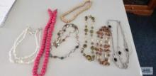 Costume jewelry necklaces with stones or beads