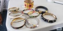 Variety of colorful bangle bracelets
