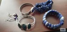 Blue stone bracelets and earrings