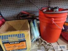 Hardware including jumper cables, soldering torch, extension cord, Mr. Clean sponge mop refills
