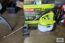 Ryobi 18 volt sprayer with one battery and charger