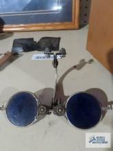 Vintage blue glass welding glasses