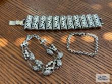 Costume jewelry silver colored bracelets