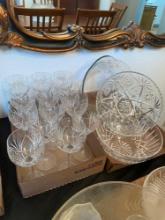 Royal Dalton stemware & Waterford Crystal bowl and 2 glass bowls