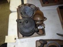 Antique Kettle and Funnel w/ Miscellaneous