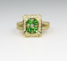 Gorgeous Tsavorite Garnet and Diamond Ring
