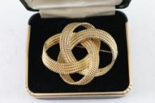 18K Yellow Gold Knotted Broche
